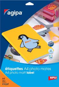 Etiquettes photos mates coins arrondis format 210x297mm par 20 étiq