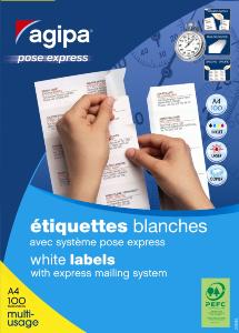 Etiquettes blanches format 105x37 par 1600 étiquettes