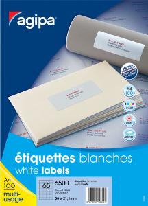 Etiquettes blanches format 210x99 par 30 étiquettes 