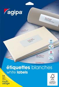 Etiquettes blanches 16x22mm pochette de 20 feuilles