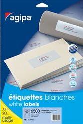 Etiquettes blanche format 65x130mm coins arrondis permanents par 120