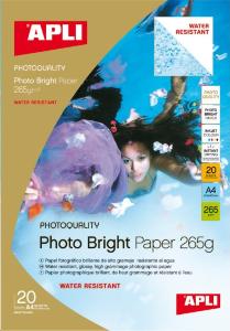 PAPIER PHOTO RESISTANT A L'EAU 265G BOITE DE 20 FEUILLES APLI 10123